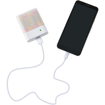 電池式充電器 USB ON/OFFスイッチ付 Type-Cケーブル付属 単3x4本 非常時 防災 インジケーターランプ付 キャンプ - ELPA