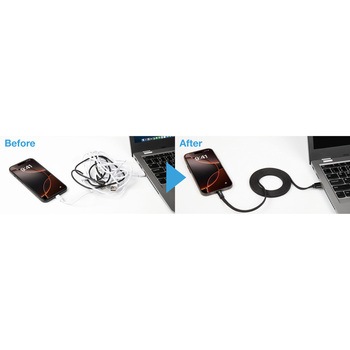 マグネットUSBケーブル 平形 PD60W TypeC → TypeC 1.0m ホワイト 最大480Mbpsデータ通信対応 - ELPA