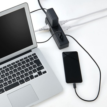 コード付6個口USBタップ PD対応 超速充電 最大20W給電可 雷ガード付 コンセント6個口+USB3ポート コンパクト スッキリ配線L型プラグ 保護被ふく付安全構造 ELPA