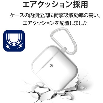 AirPods Proケース ワイヤレス充電Qi対応 TOUGH SLIM 耐衝撃 TPU PET カラビナ付き エレコム