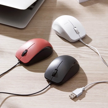 マウス 有線 抗菌 ブルーLED 3ボタン Mサイズ ケーブル長1m エレコム