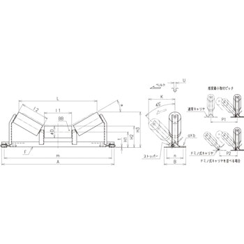 屋外ベルトコンベア用ドミノ式キャリヤスタンド[JDCB] JRC