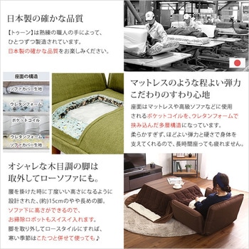 1人掛ソファ(布地)5段階リクライニング、フロアソファ、カウチソファに 日本製|Thun-トゥーン-