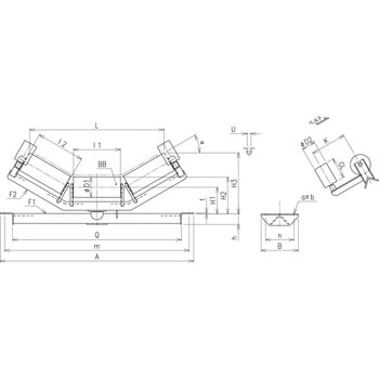 屋外ベルトコンベア用自動調芯キャリヤスタンド[JACB] - JRC