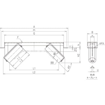 屋外ベルトコンベア用A型押えリターンブラケット2槽式[ARPB2] JRC