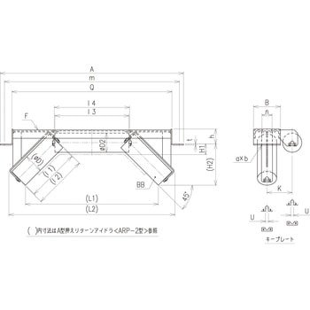 屋外ベルトコンベア用A型押えリターンブラケット3槽オフセット式[ARPB3] JRC