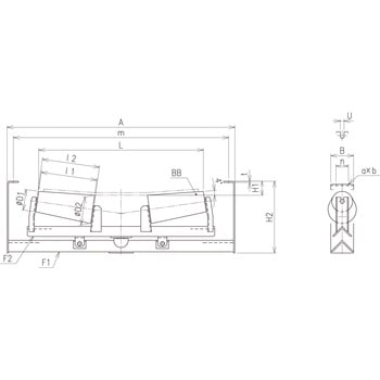 屋外ベルトコンベア用テーパ型自動調芯リターンブラケット1軸式[JARB-T] JRC