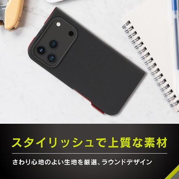 iPhone 17 Pro [Smart FlipNote] 薄型スマートフリップノートケース ブラック Simplism