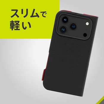 iPhone 17 Pro [Smart FlipNote] 薄型スマートフリップノートケース ブラック Simplism
