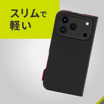 iPhone 17 Pro [Smart FlipNote] 薄型スマートフリップノートケース レッド Simplism