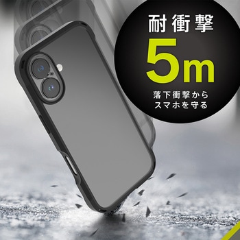 iPhone 17 [GRAV Solid UNLIMITED] 超精密設計 耐衝撃5M ハイブリッドケース クリア×ブラック Simplism