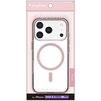 iPhone 17 Pro [Lumino] MagSafe対応 背面クリアハードケース クリア×ピンク Simplism