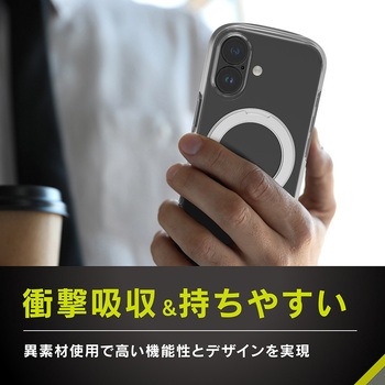 iPhone 17 [LIGHT SHIELD Solid MagStand] MagSafe対応 超精密設計 衝撃吸収 リングスタンド付きハイブリッドクリアケース シルバーリングスタンド Simplism