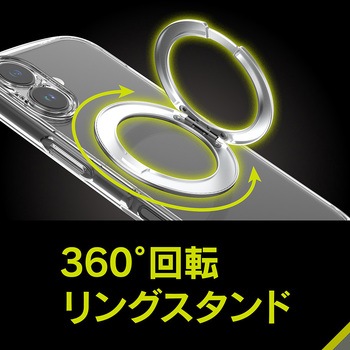 iPhone 17 [LIGHT SHIELD Solid MagStand] MagSafe対応 超精密設計 衝撃吸収 リングスタンド付きハイブリッドクリアケース ブラックリングスタンド - Simplism