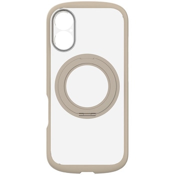 iPhone 17 [LIGHT SHIELD Solid MagStand] MagSafe対応 超精密設計 衝撃吸収 リングスタンド付きハイブリッドクリアケース グレージュリングスタンド Simplism