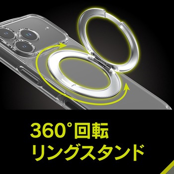 iPhone 17 Pro [LIGHT SHIELD Solid MagStand] MagSafe対応 超精密設計 衝撃吸収 リングスタンド付きハイブリッドクリアケース ブラックリングスタンド - Simplism