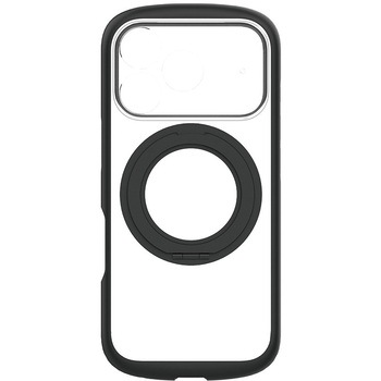 iPhone 17 Pro [LIGHT SHIELD Solid MagStand] MagSafe対応 超精密設計 衝撃吸収 リングスタンド付きハイブリッドクリアケース ブラックリングスタンド - Simplism