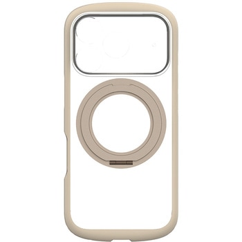 iPhone 17 Pro [LIGHT SHIELD Solid MagStand] MagSafe対応 超精密設計 衝撃吸収 リングスタンド付きハイブリッドクリアケース グレージュリングスタンド Simplism