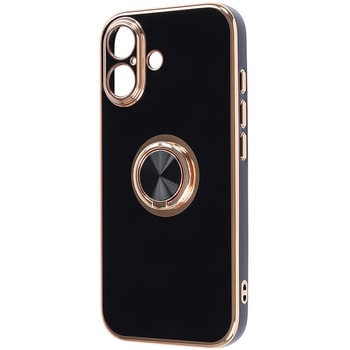 iPhone 17 ソフトケース 精密設計 フレームメッキ リング付き / ブラック/ゴールド レイ・アウト
