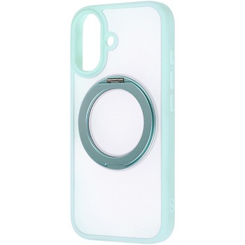 iPhone 17 ハイブリッドケース シルキーマット マグネット充電対応 リング付き / ブルー レイ・アウト