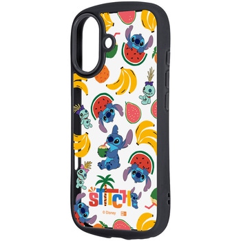 iPhone 17 ディズニー / Puffull 衝撃吸収 バンパー ハイブリッドケース / スティッチ_トロピカル総柄 レイ・アウト