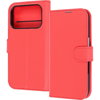 iPhone 17 Pro 手帳型レザーケース シンプル マグネット / レッド レイ・アウト