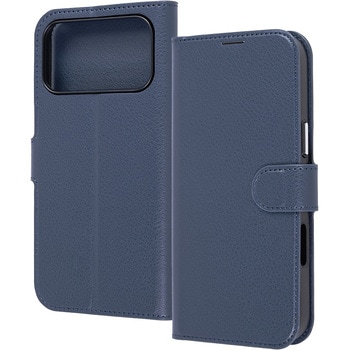 iPhone 17 Pro Max 手帳型レザーケース シンプル マグネット / ダークネイビー レイ・アウト