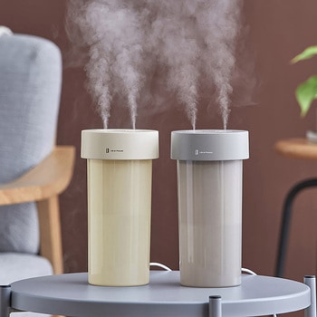 USB給電式ファン内蔵ツインジェット加湿器 モカ/オフホワイト ライフオンプロダクツ