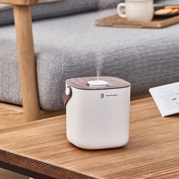 充電式ボックス型加湿器 -Premium WOOD- グレージュウッド/ホワイトウッド - ライフオンプロダクツ