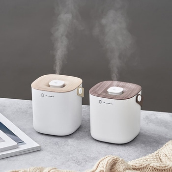 充電式ボックス型加湿器 -Premium WOOD- グレージュウッド/ホワイトウッド - ライフオンプロダクツ