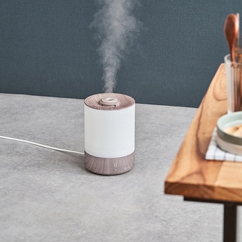 上部給水式 超音波加湿器 ライト付-Premium WOOD- グレージュウッド/ホワイトウッド ライフオンプロダクツ