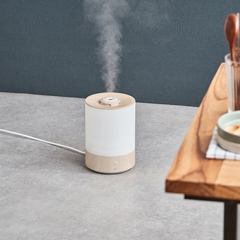 上部給水式 超音波加湿器 ライト付-Premium WOOD- グレージュウッド/ホワイトウッド ライフオンプロダクツ