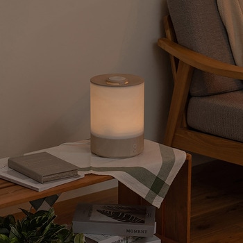 上部給水式 超音波加湿器 ライト付-Premium WOOD- グレージュウッド/ホワイトウッド ライフオンプロダクツ