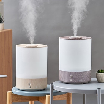 上部給水式 超音波加湿器 ライト付-Premium WOOD- グレージュウッド/ホワイトウッド ライフオンプロダクツ