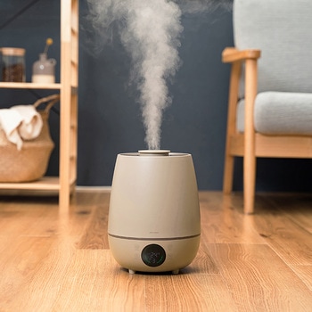 上部給水 超音波式 加湿器 湿度コントロール付 キャメル/ホワイト ライフオンプロダクツ