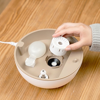 上部給水 超音波式 加湿器 湿度コントロール付 キャメル/ホワイト ライフオンプロダクツ