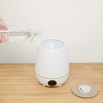 上部給水 超音波式 加湿器 湿度コントロール付 キャメル/ホワイト ライフオンプロダクツ