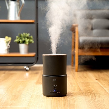 キレイなミストで加湿するダブル抗菌 上部給水 超音波式加湿器 ブラック/ライトベージュ ライフオンプロダクツ