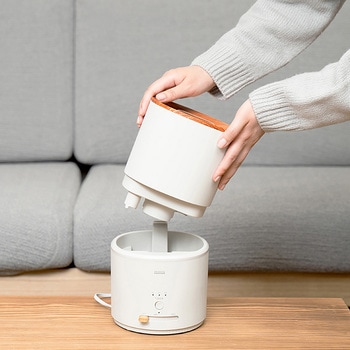 キレイなミストで加湿するダブル抗菌 上部給水 超音波式加湿器 ブラック/ライトベージュ ライフオンプロダクツ