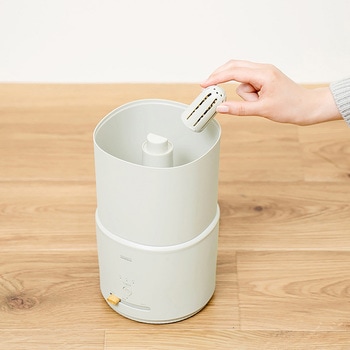 キレイなミストで加湿するダブル抗菌 上部給水 超音波式加湿器 ブラック/ライトベージュ ライフオンプロダクツ