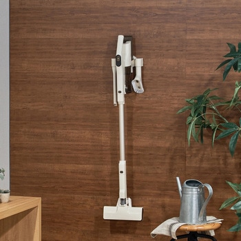 自立式 コードレス スティッククリーナー 2種のアタッチメント付 オフホワイト ライフオンプロダクツ