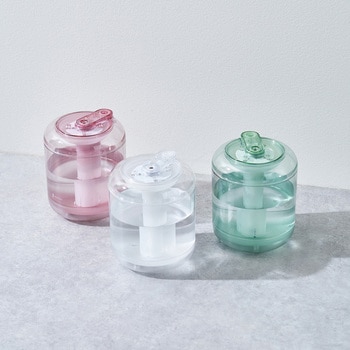 充電式クリア 加湿器 LEDライト付 ミントグリーン/スモーキーピンク/ホワイト ライフオンプロダクツ