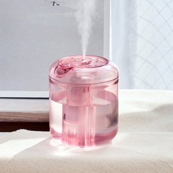 充電式 miniクリア加湿器 LEDライト付 ミントグリーン/スモーキーピンク/ホワイト ライフオンプロダクツ