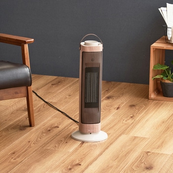 タワー型 セラミックファンヒーター&ファン -Premium WOOD- グレージュウッド/ホワイトウッド ライフオンプロダクツ