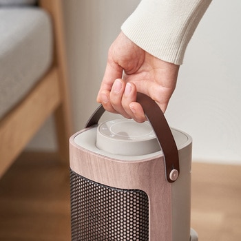 タワー型 セラミックファンヒーター&ファン -Premium WOOD- グレージュウッド/ホワイトウッド ライフオンプロダクツ