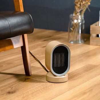 首振り機能付 セラミックヒーター&ファン キャメル/ホワイト ライフオンプロダクツ