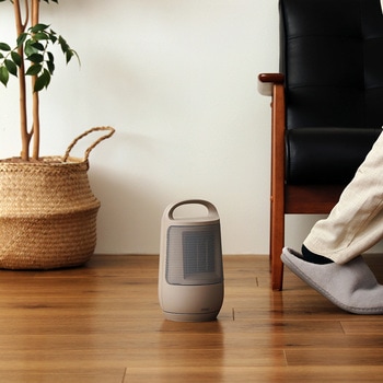 首振り機能付 セラミックファンヒーター キャメル/ホワイト ライフオンプロダクツ