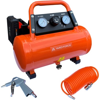 24Vポータブルコンプレッサー (24V2.0Ahリチウム残量ケージ付バッテリー充電式) - YARD FORCE