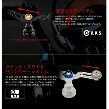 リブレ ユニオン37-43 Forteノブ ブラック/ブルー 可変ピッチハンドル リブレ ユニオン37-43 Forteノブ ブラック/ブルー 可変ピッチ
