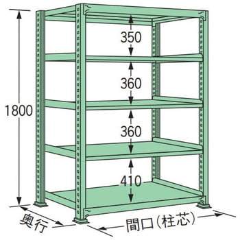 単体 中量棚200kg 高さ1800mm 浅香工業